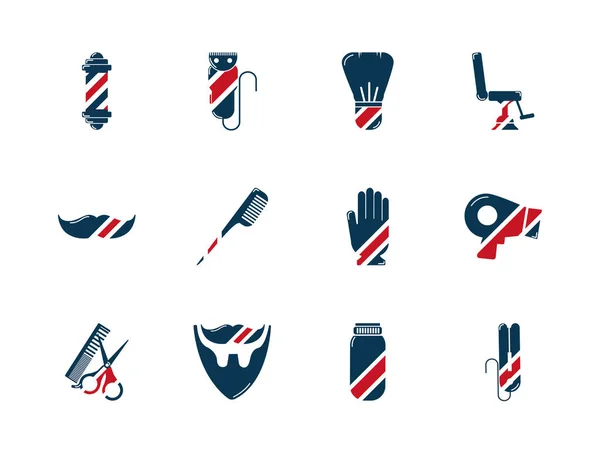 Barber shop accessories tools cosmetics icons set — Stock Vector