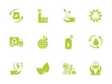 yeşil enerji çevre simgeleri düz biçim belirledi