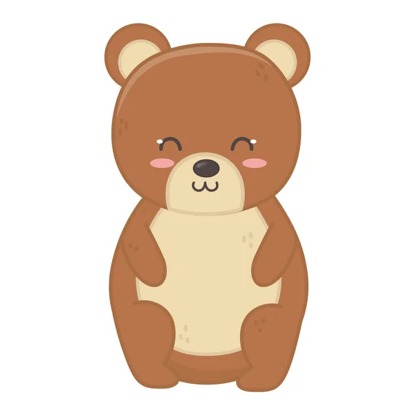 Cute bear toy sitting on white background — vektorikuva