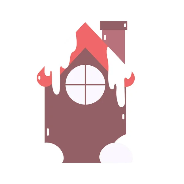 快乐的圣诞姜饼房子装饰图标 — 图库矢量图片