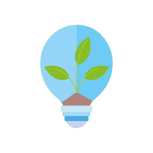 Ecologia ambiente renovável lâmpada energia planta ícone —  Vetores de Stock
