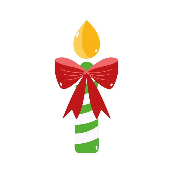 Joyeux Noël chandelle cadeau arc décoration icône — Image vectorielle