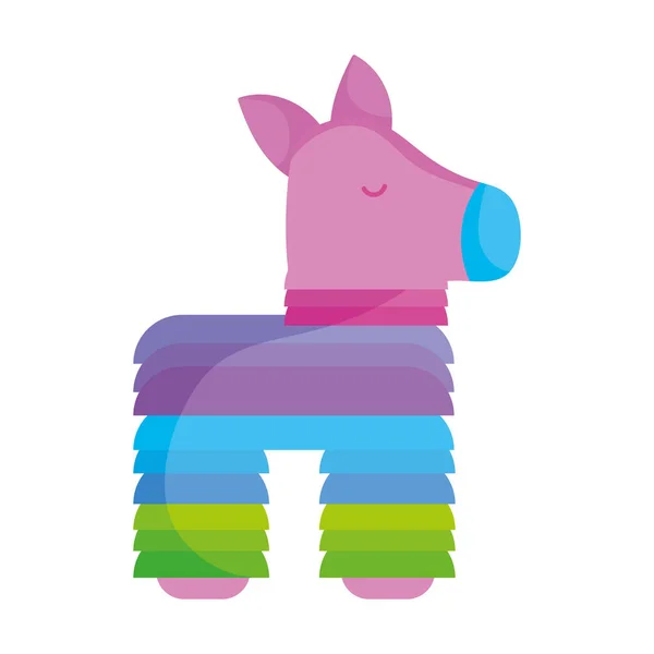 Cheerful pinata donkey character mexico icon - Stok Vektor