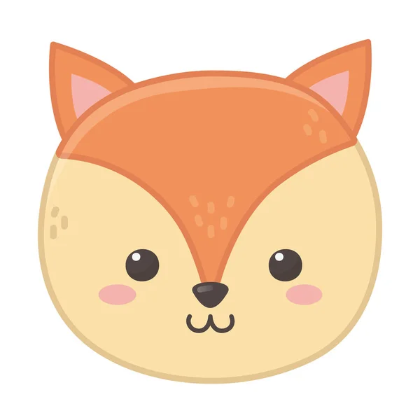 Cute little fox face animal cartoon — Stock Vector