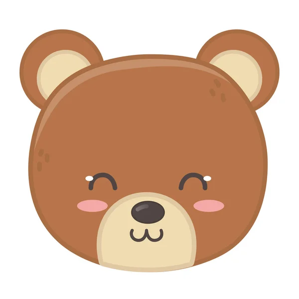 Carino orso testa giocattolo seduto su sfondo bianco — Vettoriale Stock