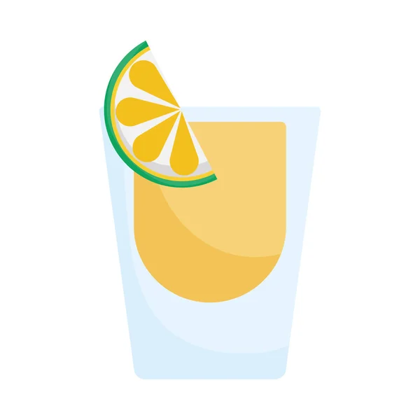 한 잔의 테킬라와 레몬 슬라이스 멕시코 아이콘 — 스톡 벡터