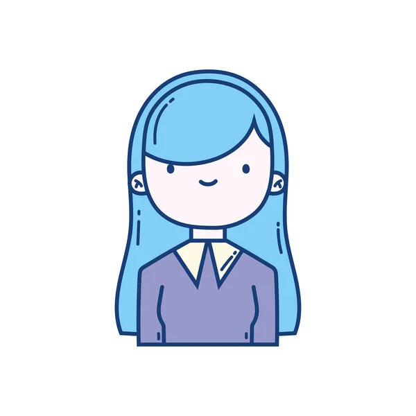Menina retrato personagem desenho animado ícone — Vetor de Stock