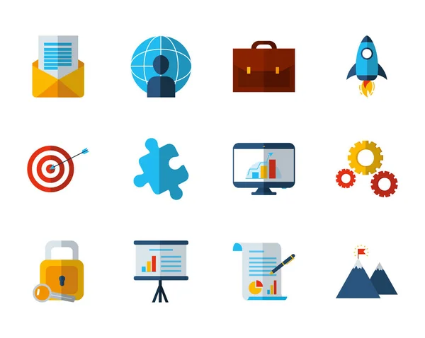 Business work success finance icons set — Stok Vektör