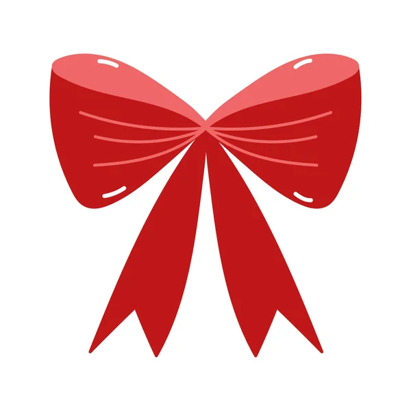メリークリスマスレッドギフト弓の装飾アイコン — ストックベクタ