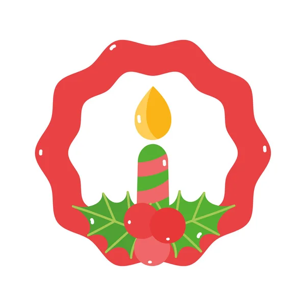 Merry christmas couronne bougie faux-gui icône de la décoration — Image vectorielle