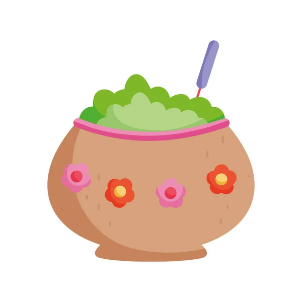 Bowl with guacamole food mexico icon — Stock Vector