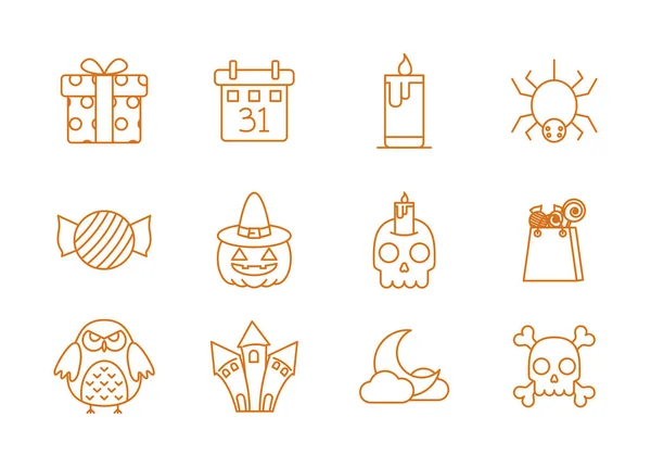Happy halloween celebration icons set color line — Vector de stock
