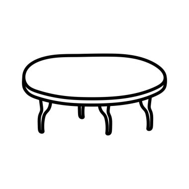 yuvarlak masa mobilyası nesne simgesi kalın çizgi