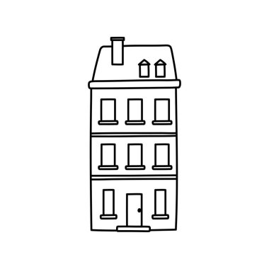 Klasik bina özel ön cephe simgesi kalınlığında çizgi