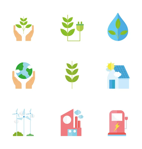 Ecology renewable environment recycle icons collection — Διανυσματικό Αρχείο