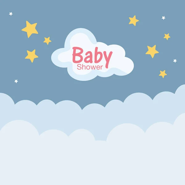 Baby-Dusche weiche Wolken Sterne — Stockvektor
