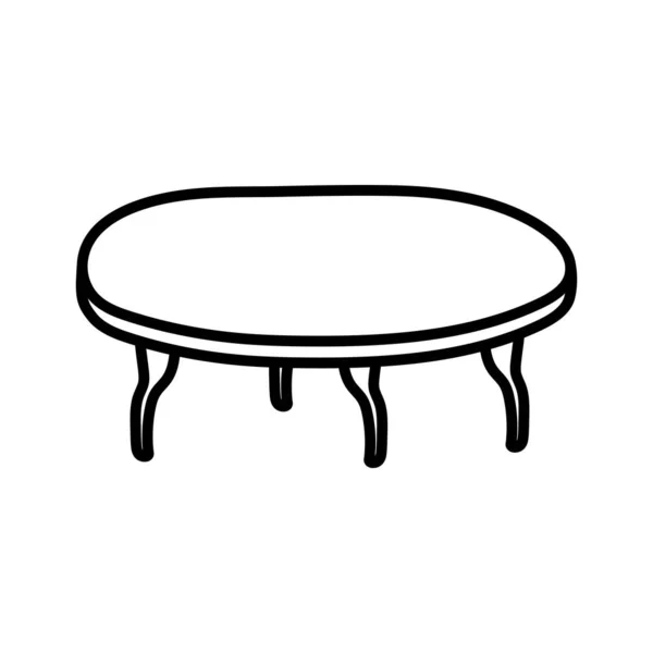 Ronde tafel meubels object pictogram dikke lijn — Stockvector