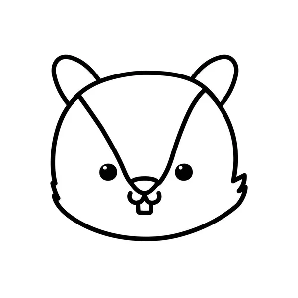 Schattig eekhoorn hoofd cartoon pictogram dikke lijn — Stockvector