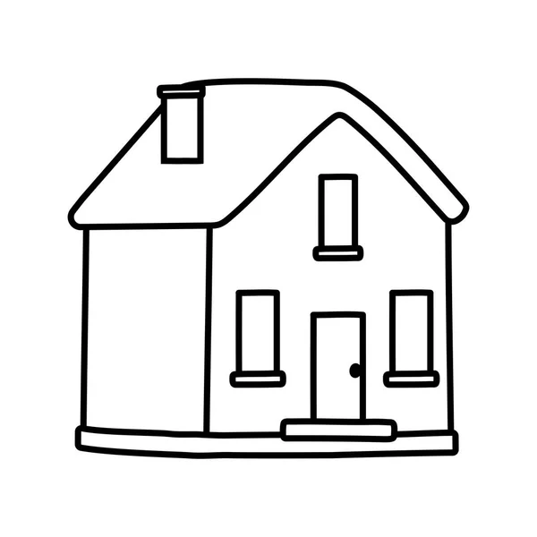 经典的房子立面烟囱图标粗线 — 图库矢量图片