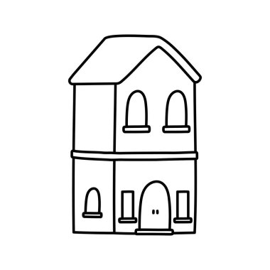 Klasik ev cephesi yerleşim simgesi kalın çizgi