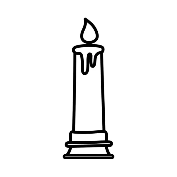 Burning candle decoration on white background thick line — Stockvektor