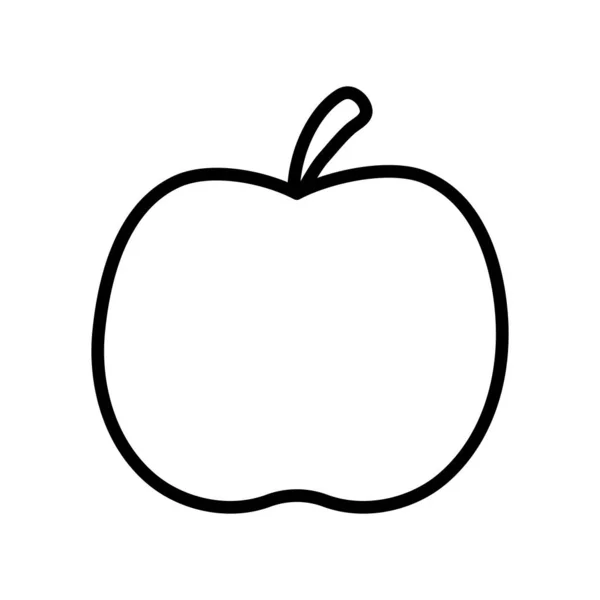 Manzana de fruta fresca de fondo blanco línea gruesa — Vector de stock