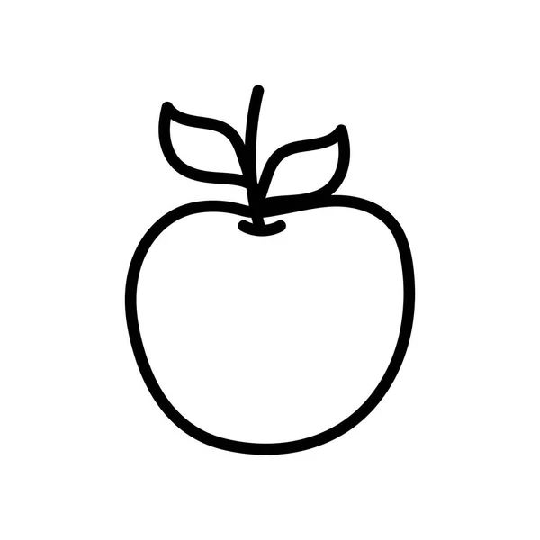 Frutas de manzana frescas en línea gruesa de fondo blanco — Archivo Imágenes Vectoriales