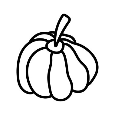 pumpkin vegetable harvest on white background thick line