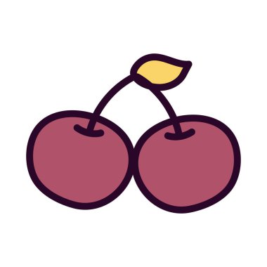 Beyaz arka planda taze kiraz meyvesi