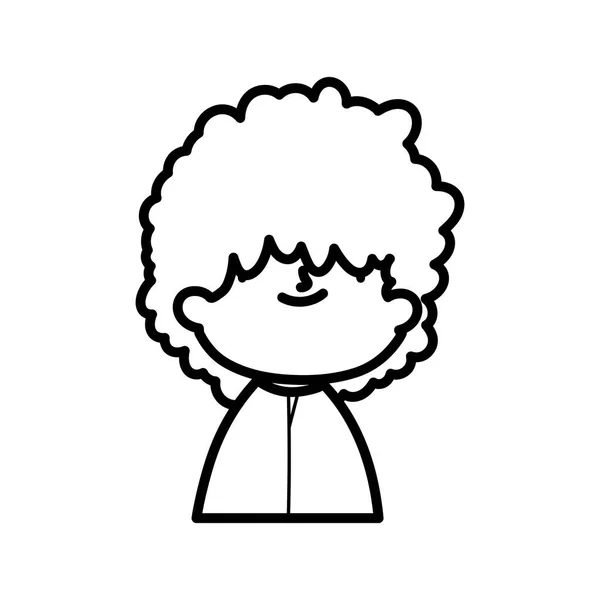 Cute boy with curly hair portrait on white background thick line — Archivo Imágenes Vectoriales