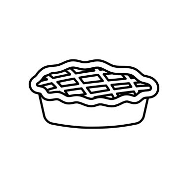 sweet pie dessert on white background thick line