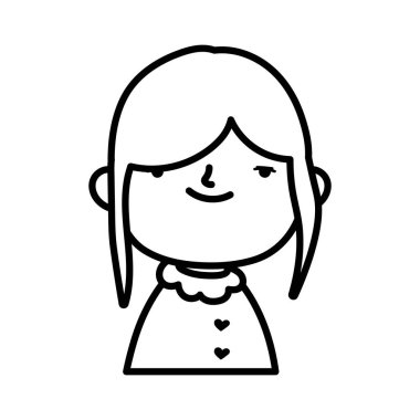 cute little girl with ponytail thick line