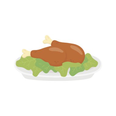 roasted turkey lettuce dish on white background