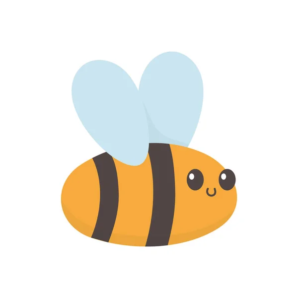 Mignon volant abeille dessin animé sur fond blanc — Image vectorielle