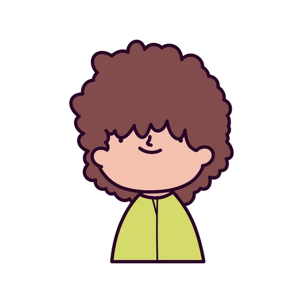 Cute boy with curly hair portrait on white background — ストックベクタ