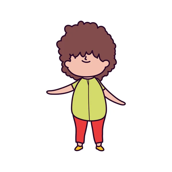 Cute little boy with curly hair on white background — ストックベクタ