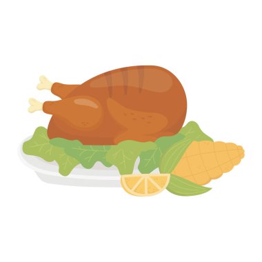 Şükran günün kutlu olsun. Fırında hindi, mısır ve limon.