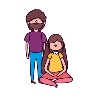 Beyaz arka planda oturan çift ve kadın.