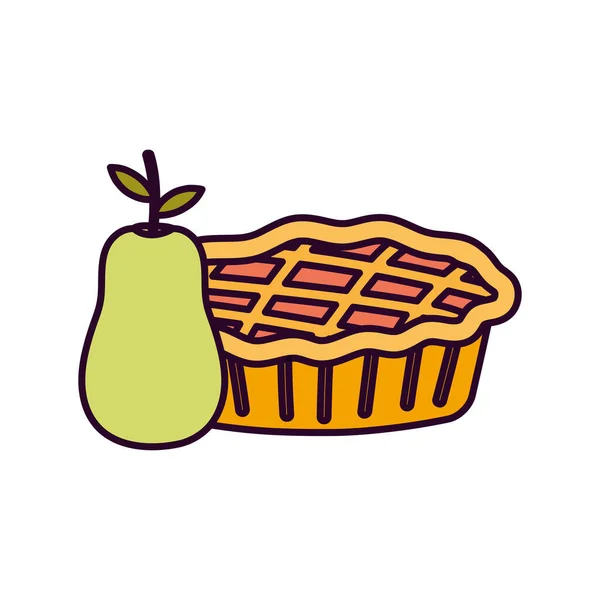 Sweet pie and pear on white background — стоковый вектор