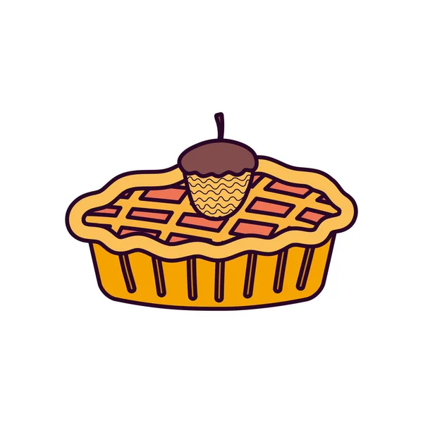 Acorn and sweet cake on white background — Vector de stock