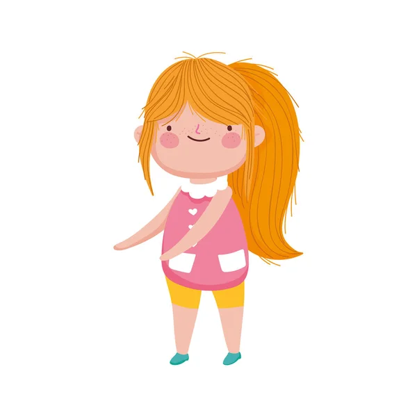 Cute blonde little girl with ponytail — стоковый вектор