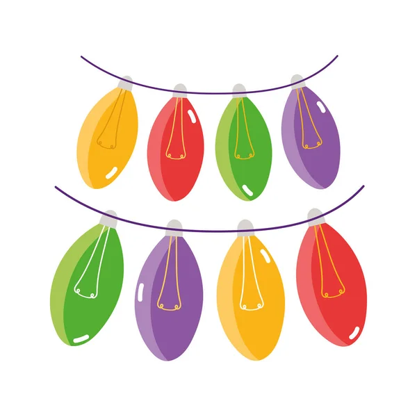 Merry christmas garland lights bulb decoration icon —  Vetores de Stock