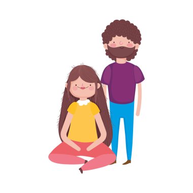 Beyaz arka planda oturan çift ve kadın.