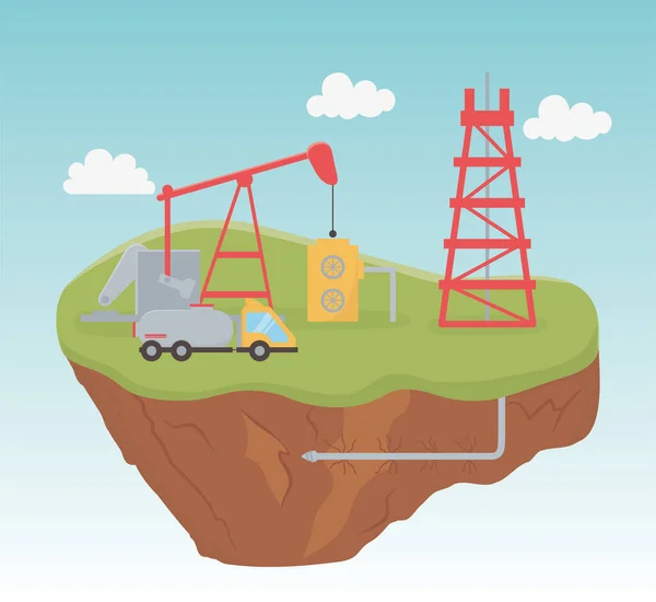 Refinery tower truck pump process exploration fracking — Wektor stockowy