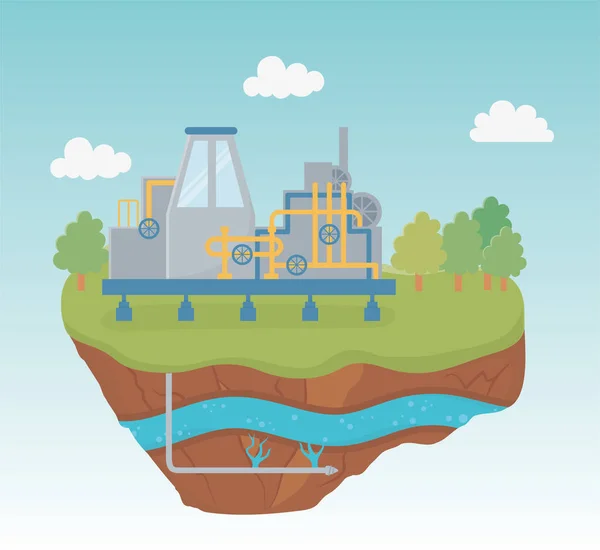 Storage industry pipeline process exploration fracking —  Vetores de Stock