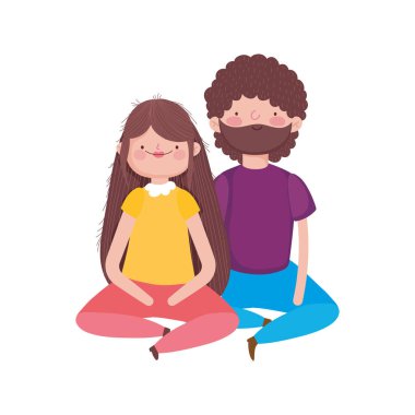 couple sitting characters on white background