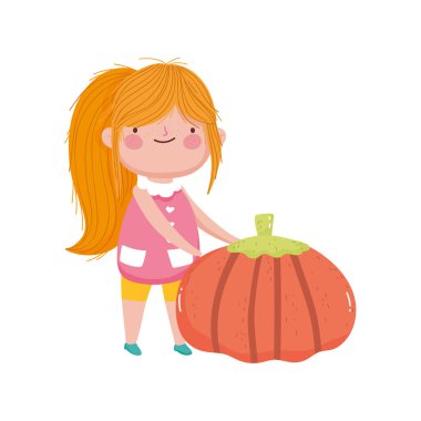 Şükran günün kutlu olsun. Balkabaklı tatlı kız.