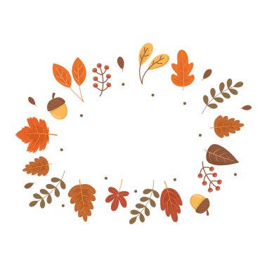 Yapraklar, beyaz arkaplanda doğa çerçevesi sonbaharını terk eder