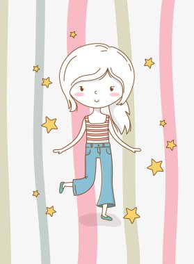 beautiful little girl with pastel colors and stars