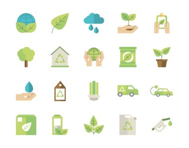 ecological green energy icons collection